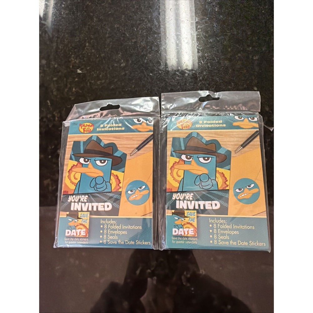 Phineas And Ferb Birthday Party Invitations 16 Pc Set NEW Folded Disney XD